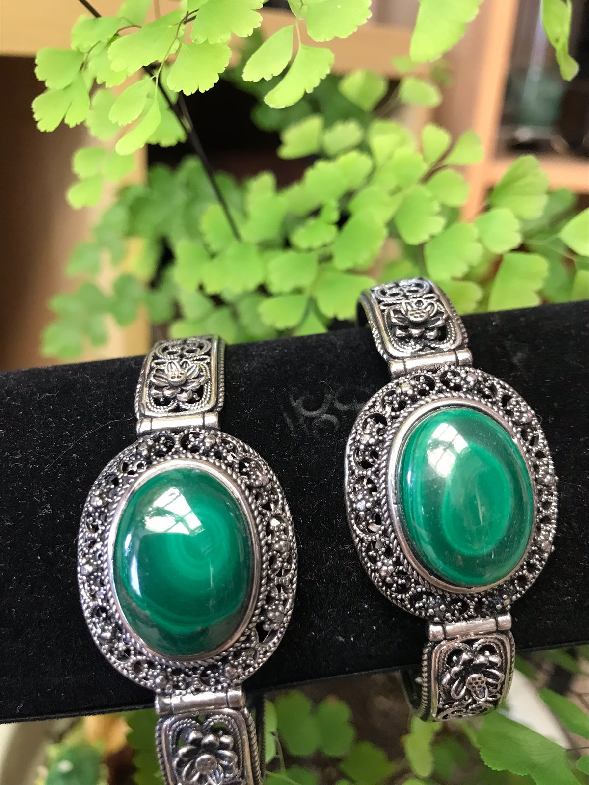 Boho gemstone cuff – Green Jade