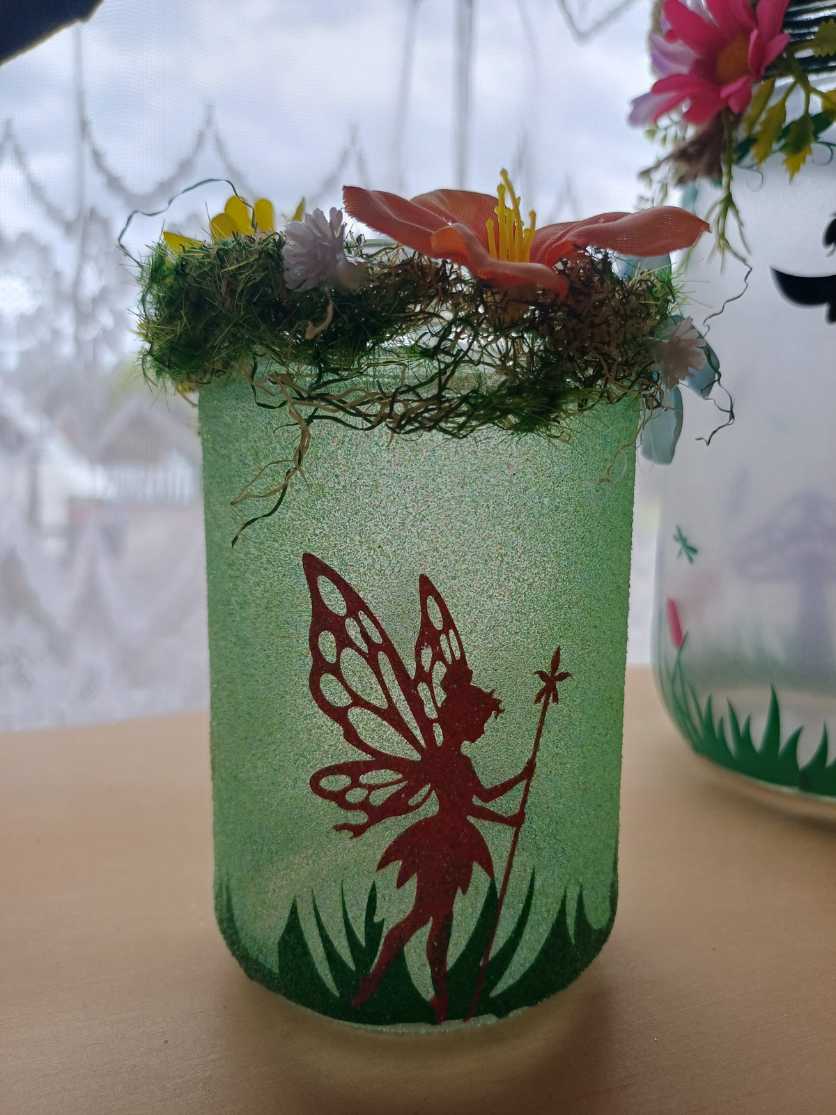 Glitter fairy night jar – Green glitter fairy, 12 cm