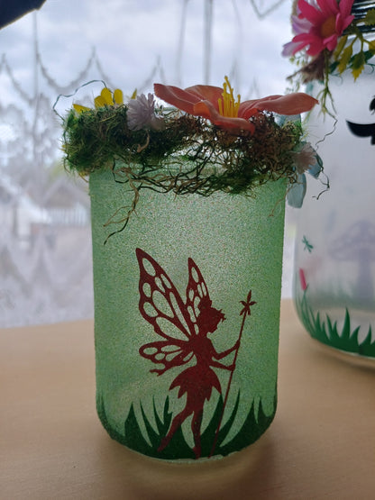 Glitter fairy night jar – Green glitter fairy, 12 cm