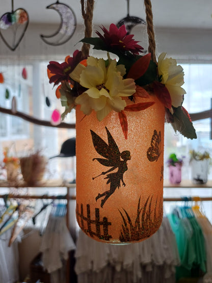 Glitter fairy night jar – Orange glitter, 12 cm