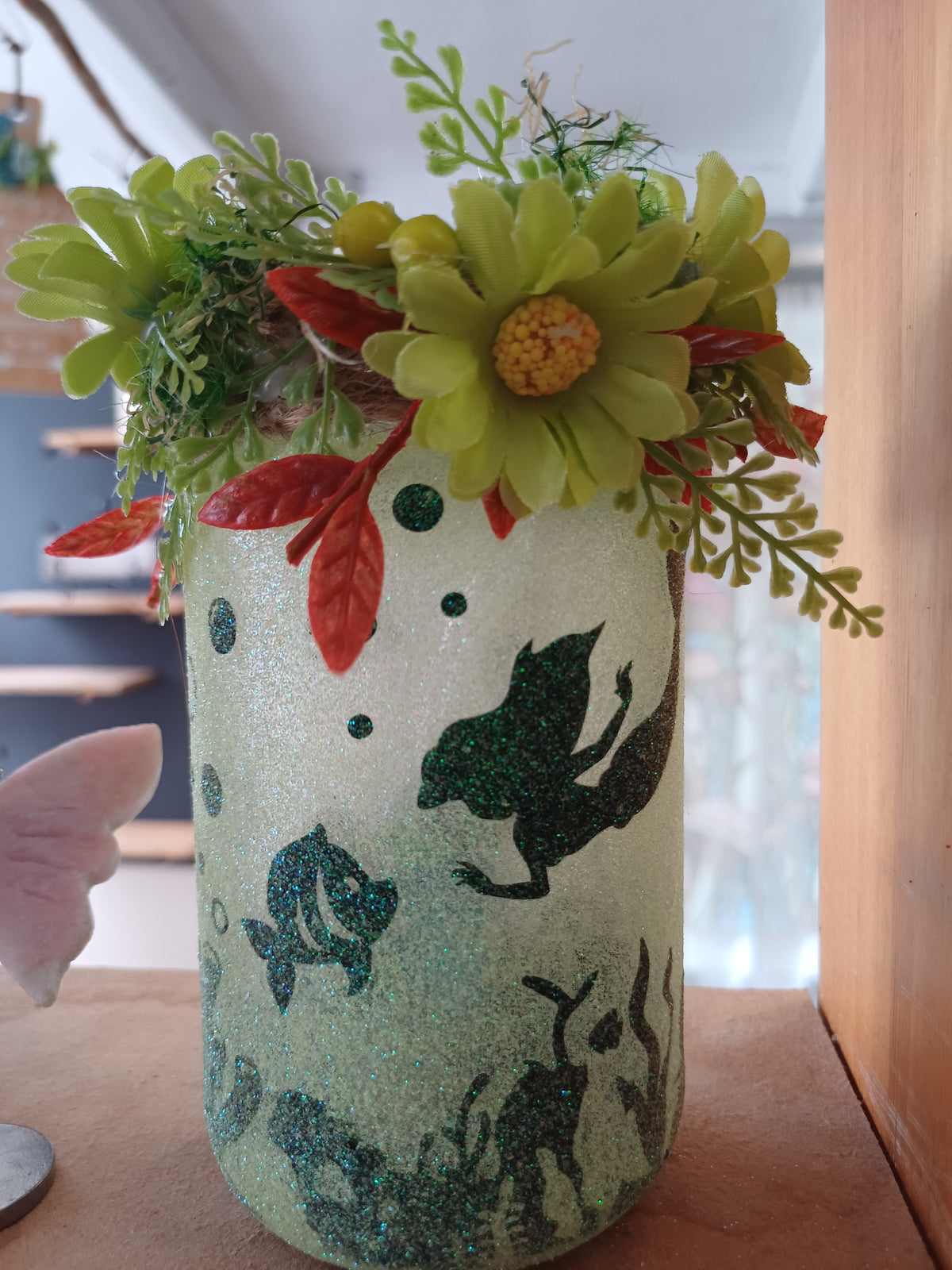 Mermaid night jar – Green and yellow