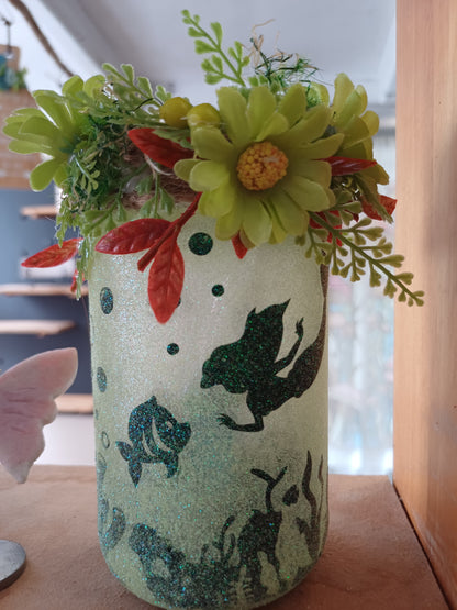 Mermaid night jar – Green and yellow