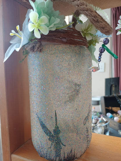 Glitter fairy night jar – Off teal, 15 cm
