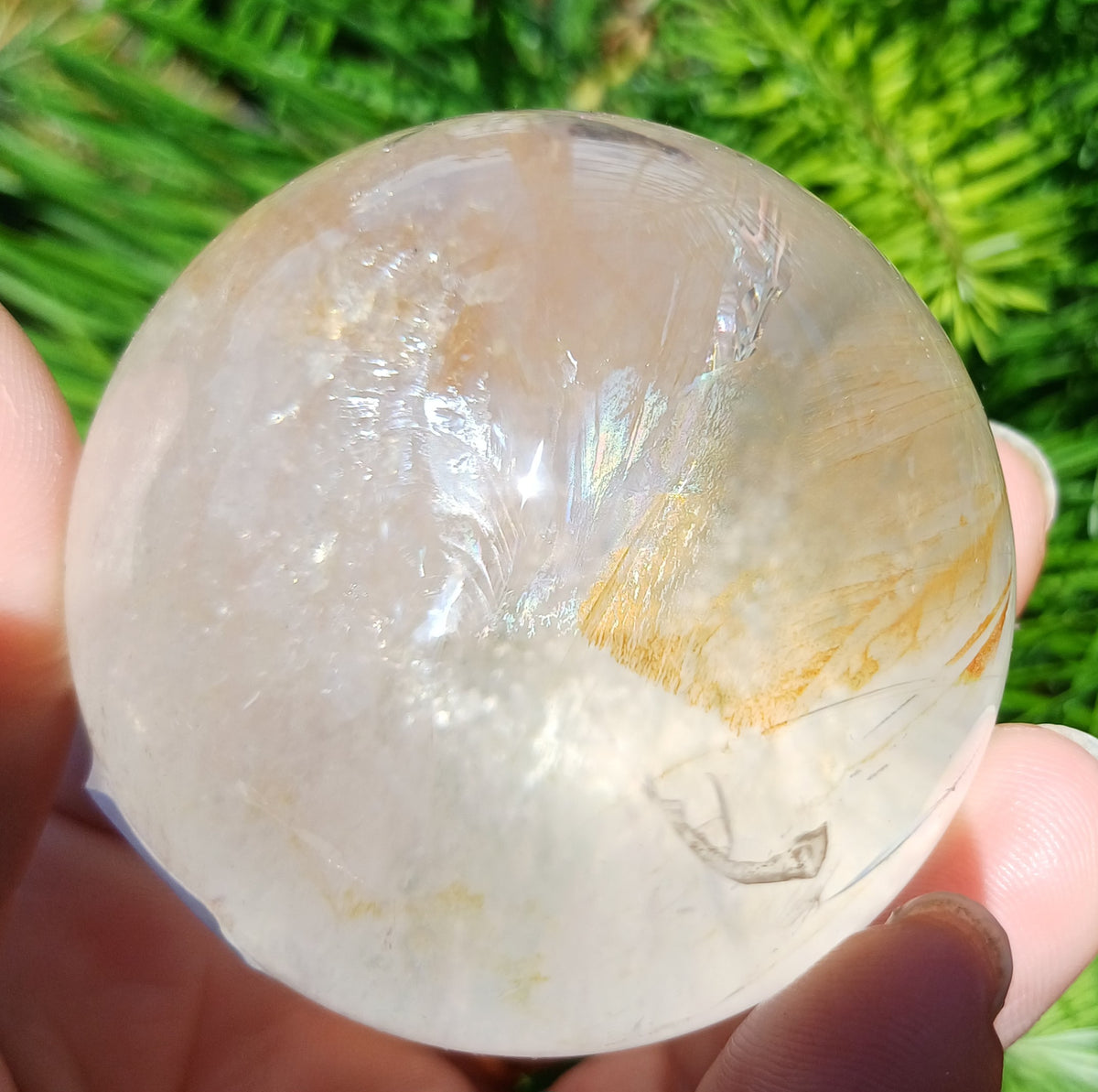 Clear Quartz Sphere with Rainbow Flash, view 2