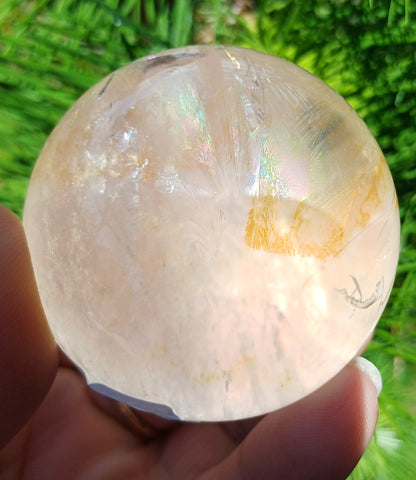 Clear Quartz Sphere with Rainbow Flash, view 3