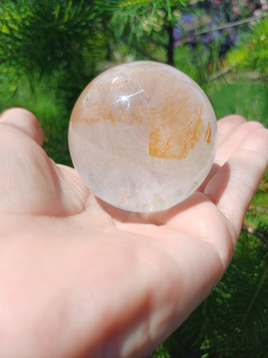 Clear Quartz Sphere with Rainbow Flash