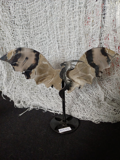 Carved agate dragon wings – Browns and blacks