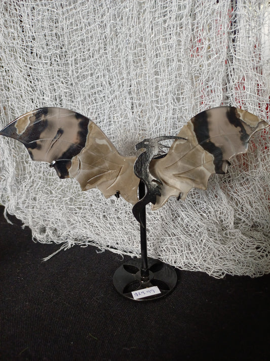 CARVED AGATE DRAGON WINGS