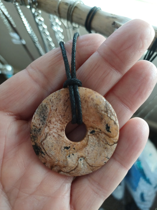 Landscape Jasper Donut Pendant