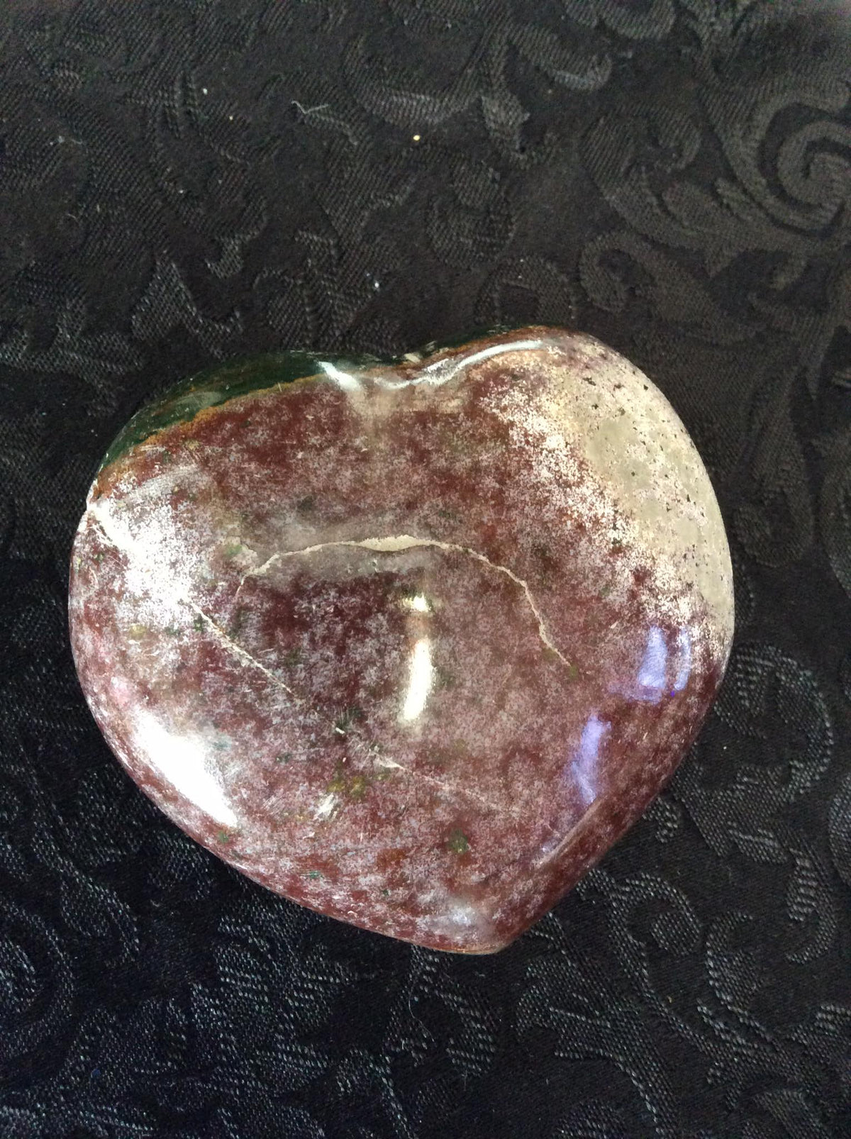 Ocean jasper heart stone – Heart #3, brown and pink