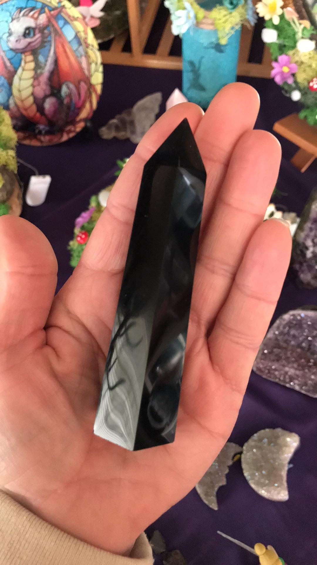 Black obsidian stone