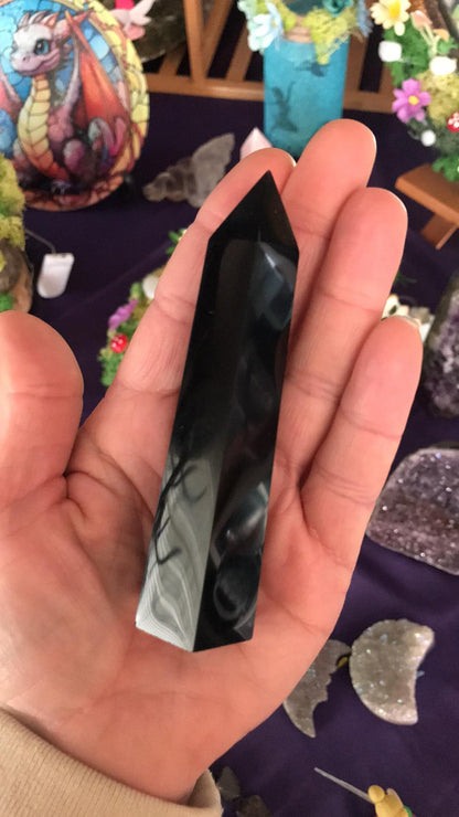 Black obsidian stone