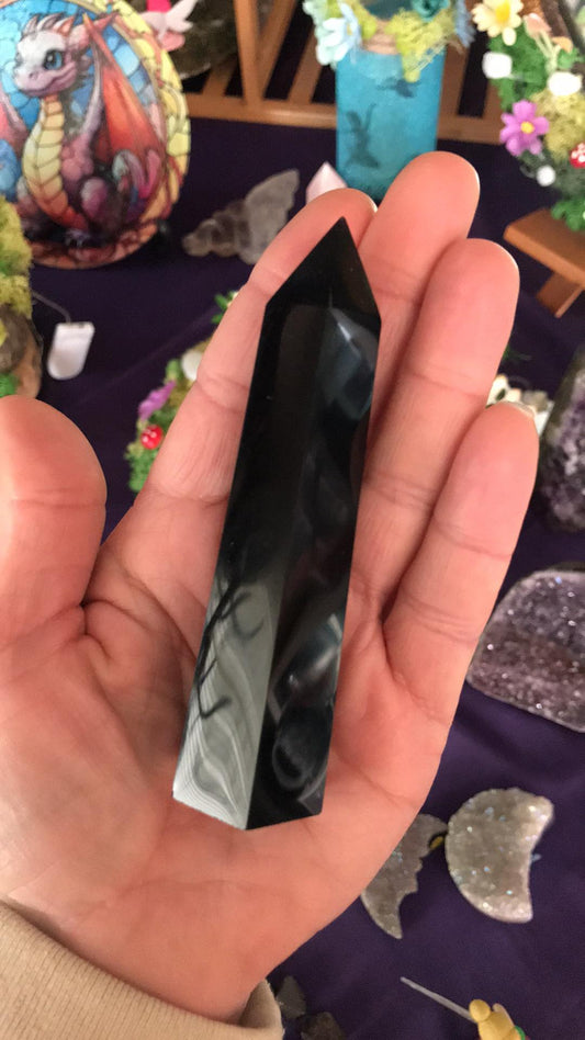 Black obsidian stone