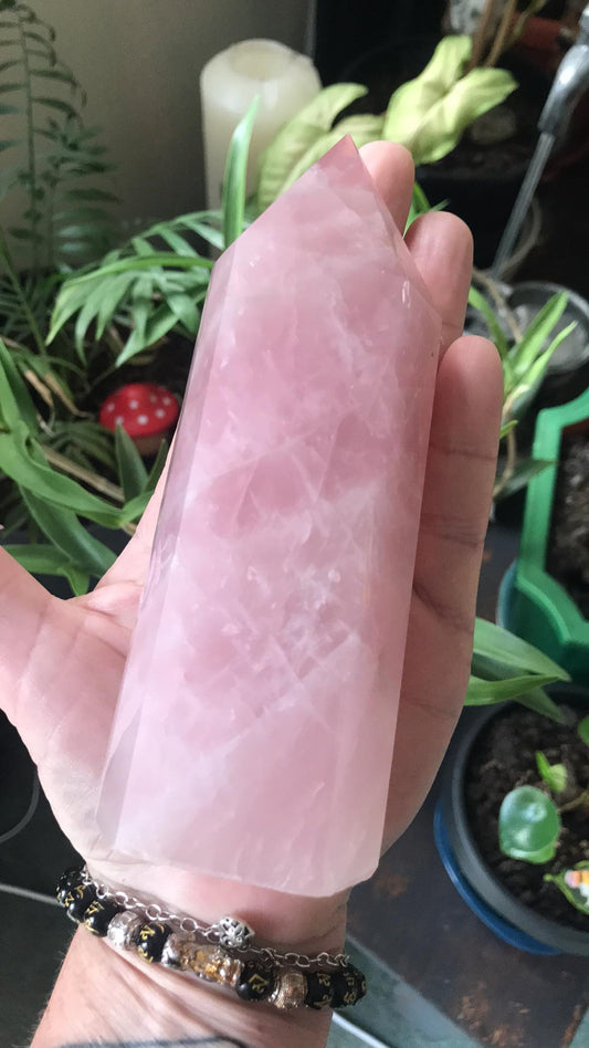 Rose Quartz Point, Large 14 cm