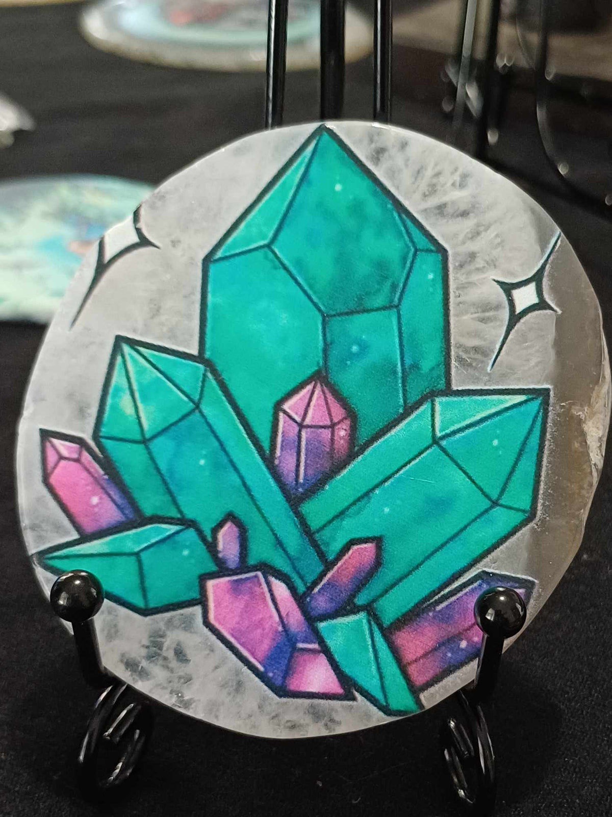 Painted agate slice – Crystals
