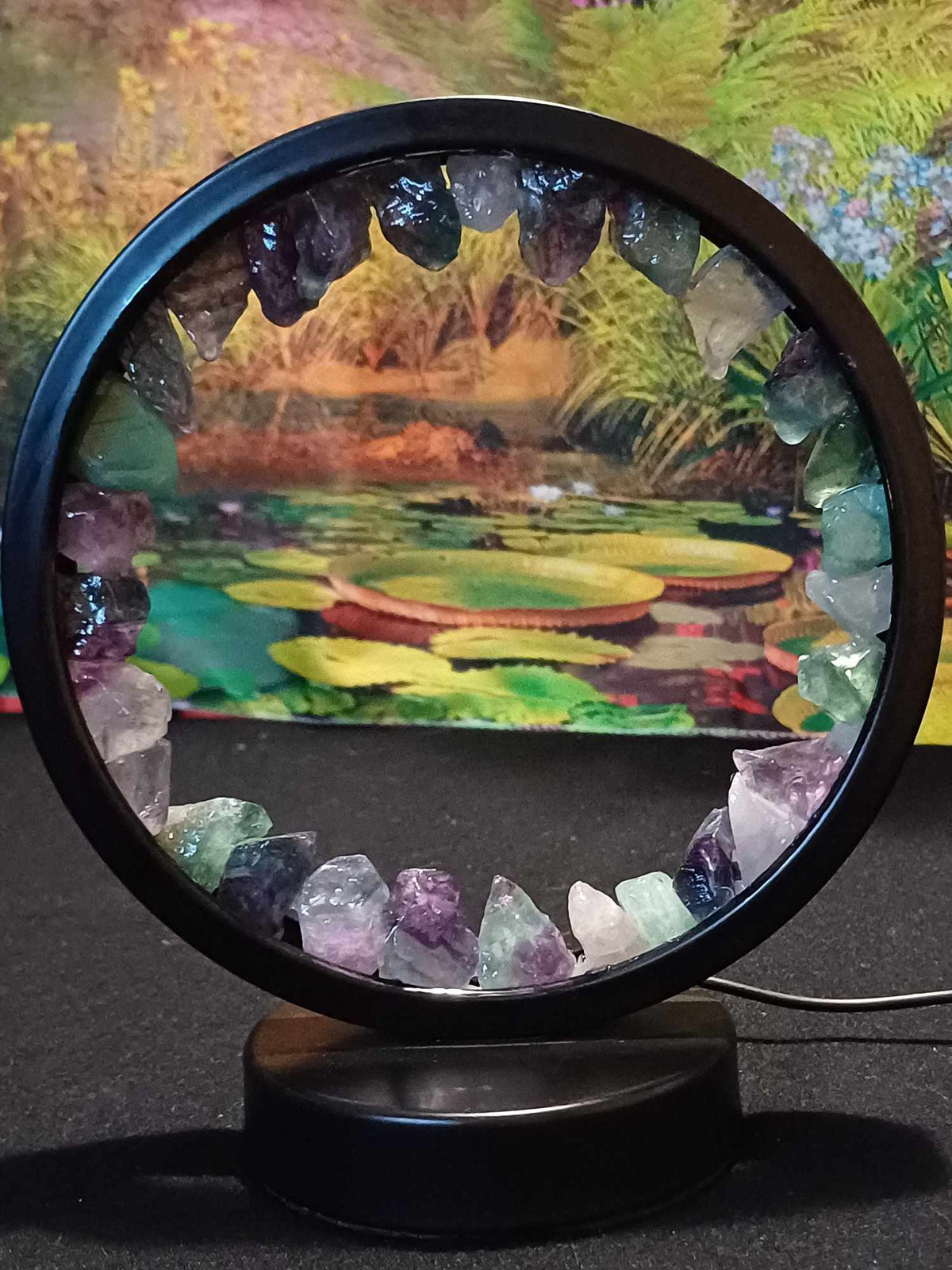 Round crystal lamp – Fluorite