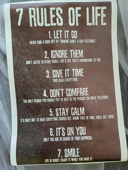 Rules of Life Canvas Print, 60 cm