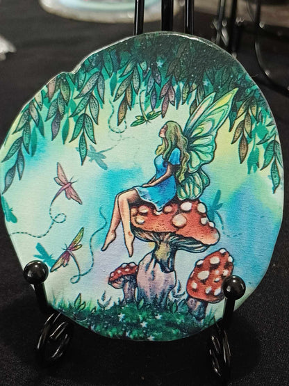 Painted agate slice – Fairy