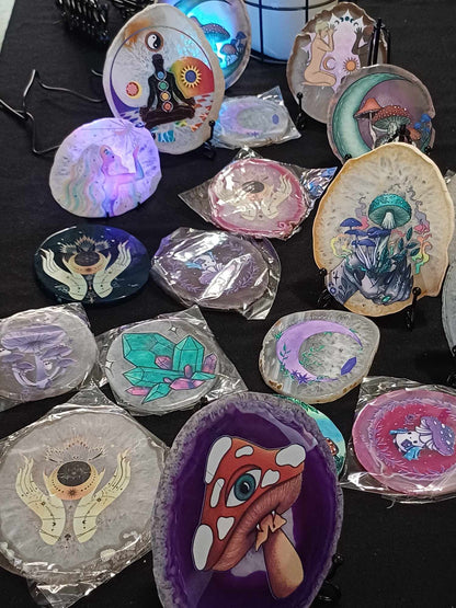 Painted agate slice