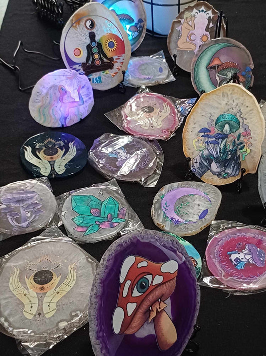 Painted agate slice